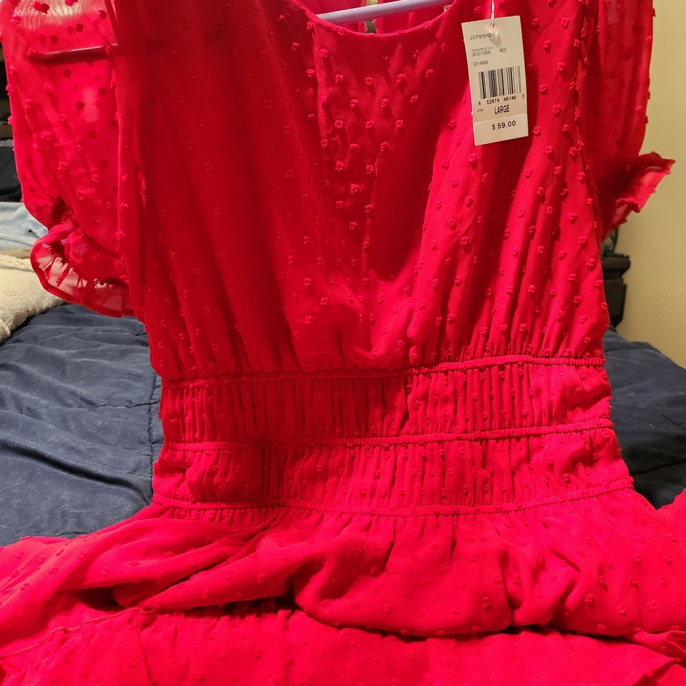 JCPenney Red Textured Dress